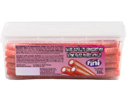 Fini saure gefüllte Erdbeersticks