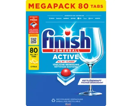 Finish Powerball Spülmaschinentabs Active All-in-1 Lemon 80 Tabs