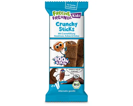 Freche Freunde Bio Crunchy Sticks Cremefüllung Haselnuss Kakao & Kokos