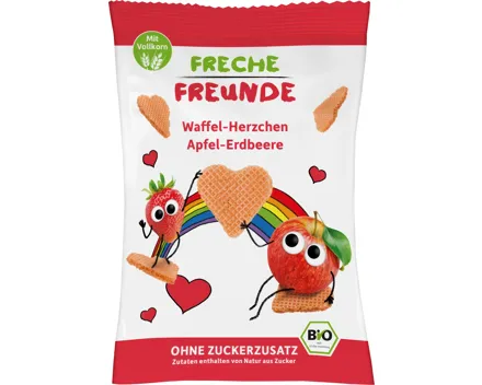 Freche Freunde Waffel-Herzchen Apfel-Erdbeere bio
