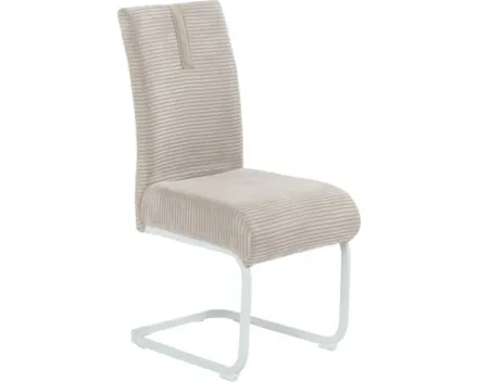 Freischwingerstuhl Kenny Cordstoff greige, Gestell weiss