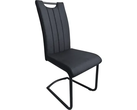 Freischwingerstuhl Lenny, Leinenstoff, schwarz