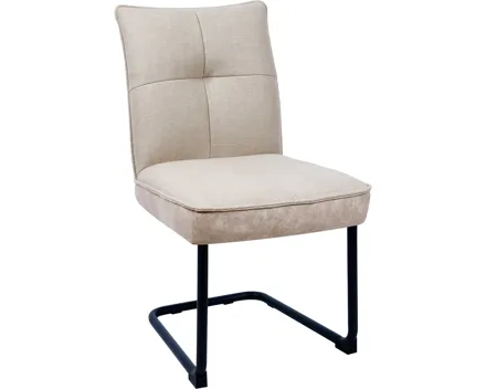 Freischwingerstuhl Lukas Kunstlederoptik/Stoff beige, Gestell Metall schwarz