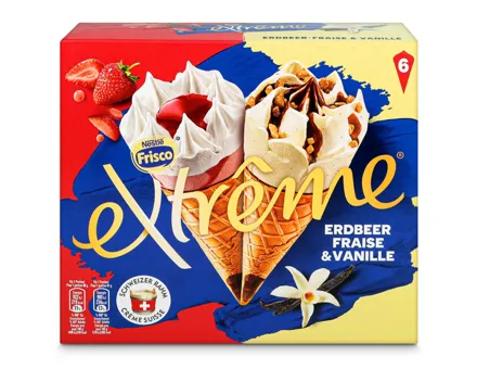 Frisco Extrême Cornets Erdbeer & Vanille assortiert 6 Stück