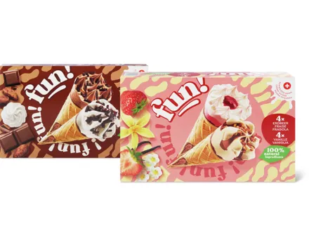 Fun Cornets Vanille-Erdbeer oder Chocolat-Stracciatella, 8er-Pack