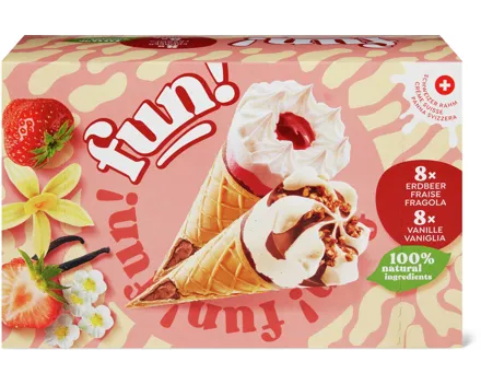 Fun Glace-Cornets Vanille-Erdbeer