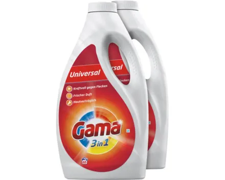 Gama 3 in 1 Universal Flüssigwaschmittel 2 x 65 Waschgänge