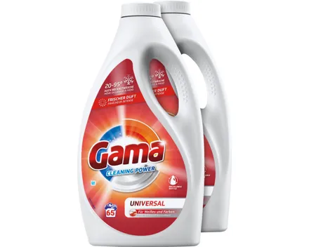 Gama 3 in 1 Universal Flüssigwaschmittel 2 x 65 Waschgänge