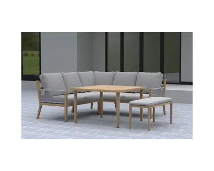 Gartenlounge mit Esstisch Bosa Corner, naturfarben