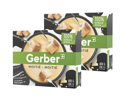 Gerber Fondue Mischung Moitié-Moitié fixfertig 2x 800g