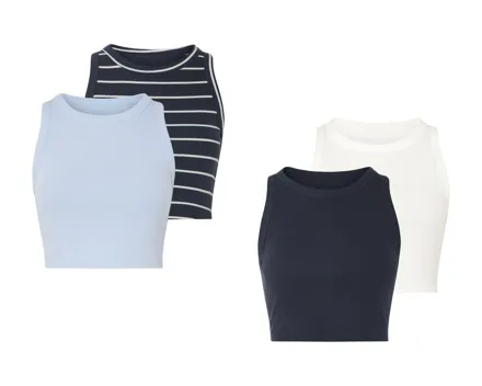 Gerippte Crop-Tops, 2er