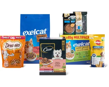 Gesamtes Cesar, Pedigree, Exelcat, Sheba und Dreamies Sortiment