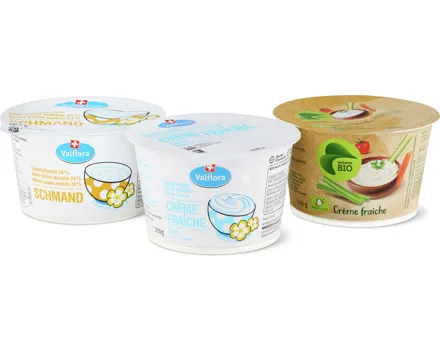 Gesamtes Crème fraîche- und Schmand-Sortiment