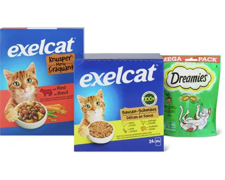 Gesamtes Exelcat und Dreamies Sortiment