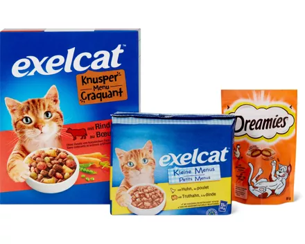 Gesamtes Exelcat- und Dreamies-Sortiment