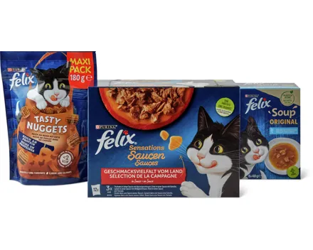 Gesamtes Felix-Katzenfutter- und -Snacks-Sortiment