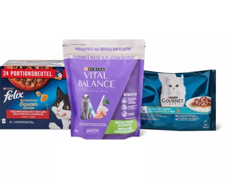 Gesamtes Felix-, Vital Balance- und Gourmet-Katzenfutter-Sortiment