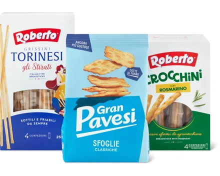 Gesamtes Gran Pavesi und Roberto Sortiment