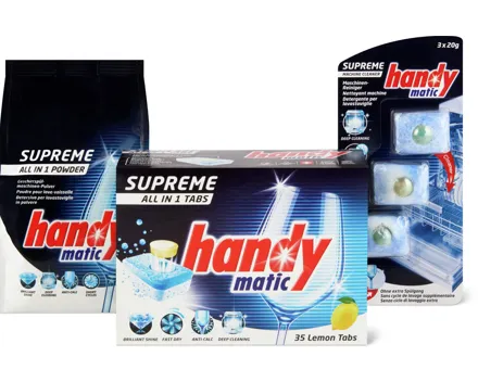 Gesamtes Handymatic Supreme Sortiment