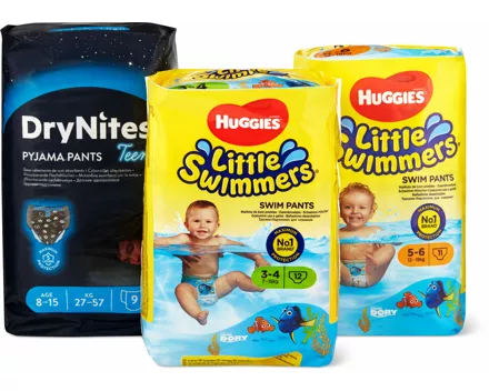Gesamtes Huggies-DryNites- und -Little Swimmers-Sortiment