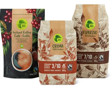 Gesamtes Migros Bio Kaffee-Sortiment