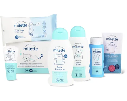 Gesamtes Milette-Babypflege- und -Waschmittel-Sortiment