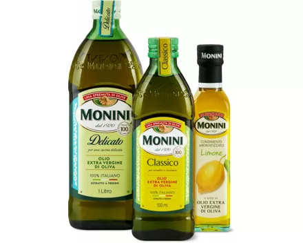 Gesamtes Monini-Olivenöl- und -Vinaigrette-Sortiment