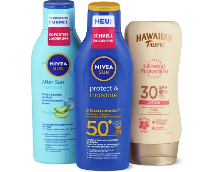 Gesamtes Nivea Sun- und Hawaiian Tropic-Sortiment
