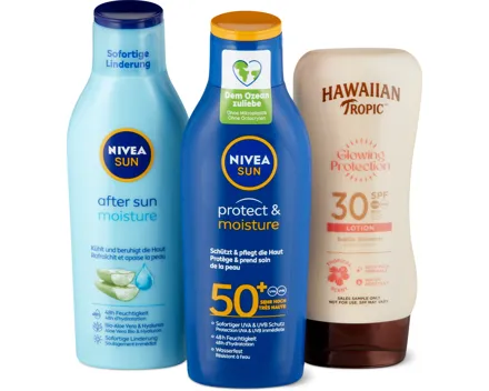Gesamtes Nivea Sun- und Hawaiian Tropic-Sortiment
