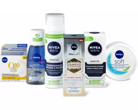 Gesamtes Nivea- und Nivea Men-Gesichtspflege-Sortiment