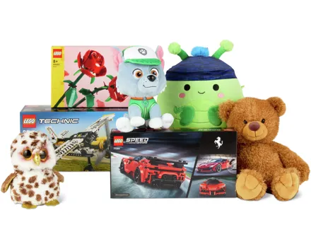 Gesamtes Plüsch- und Lego-Sortiment