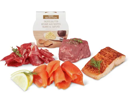 Gesamtes Sélection Fleisch-, Fisch- und Charcuterie-Sortiment, gekühlt