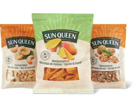 Gesamtes Sun Queen-Trockenfrüchte- und -Nüsse-Sortiment
