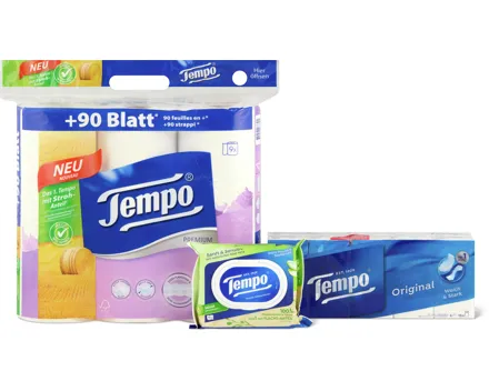 Gesamtes Tempo Sortiment