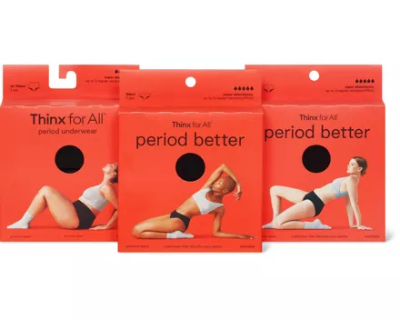 Gesamtes Thinx for All Period Better Damenwäsche-Sortiment