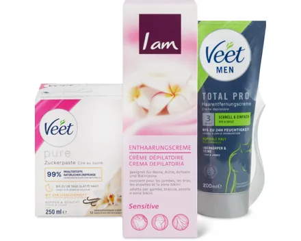 Gesamtes Veet- und I am-Enthaarungs-Sortiment