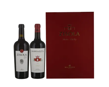 Geschenkbox 2x75cl Sicilia DOC Noto Rosso Zisola & Sicilia DOC Doppiozeta Noto Rosso Zisola – Rotwein, Italien