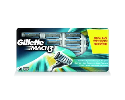 Gillette Mach3 Ersatz-Rasierklingen 3-klingig 20 Stück