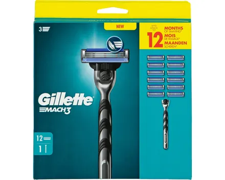 Gillette Mach3 Rasierer + 12 Ersatzklingen