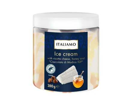 Glace mit Ricotta, Honig und Schoko