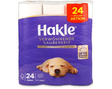 Hakle Verwöhnende Sauberkeit Toilettenpapier, 24 Rollen