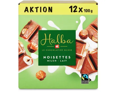 Halba Tafelschokolade Milch & Nuss 12x100g