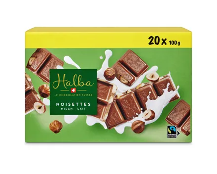 Halba Tafelschokolade Milch Nuss 20x100g