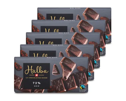Halba Tafelschokolade Noir 72% 5x100g