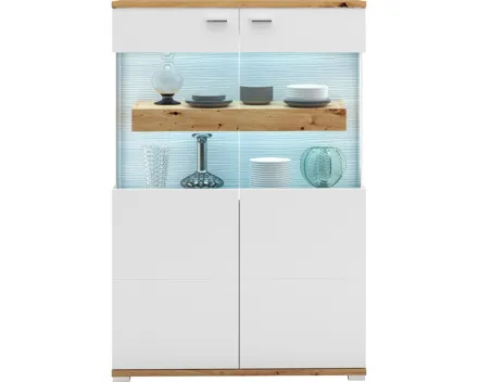 Highboard Corso Melamin weiss Artisan 90 x 135 x 37 cm, inkl. LED