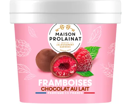 Himbeeren mit Schokoladenüberzug