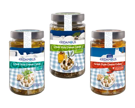 Hirtenkäsewürfel im Glas