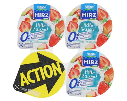 Hirz Joghurt 0% Erdbeer & Rhabarber 4x180g
