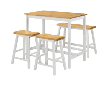 Hochtisch-Set Ibiza, 4-teilig, Rubberwood massiv