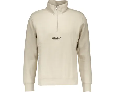 Jack & Jones Herren-Sweatshirt 1/4 Reissverschluss uni XL, beige